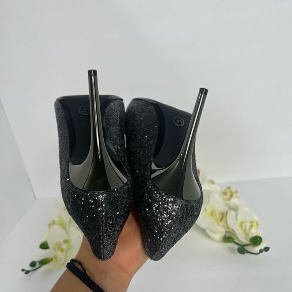 Michael By Michael Kors CLAIRE Pumps Womens Size 8 Gunmetal Glitter Fabric - Picture 10 of 12